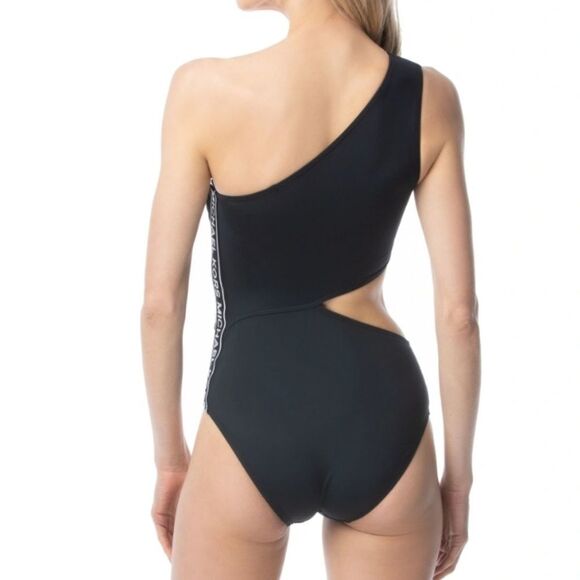 Micheal Kors Black Signature Logo Side Cutout Women's  One-piece Swimsui… - Picture 6 of 15